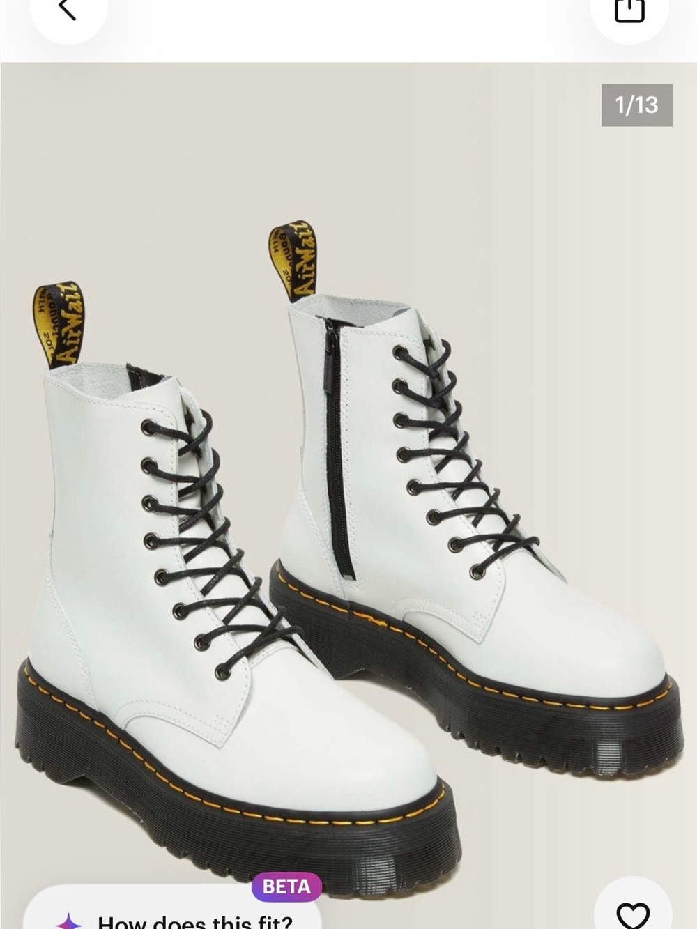 Dr. Martens White Lace-Up Platform Combat Boots with Black Soles